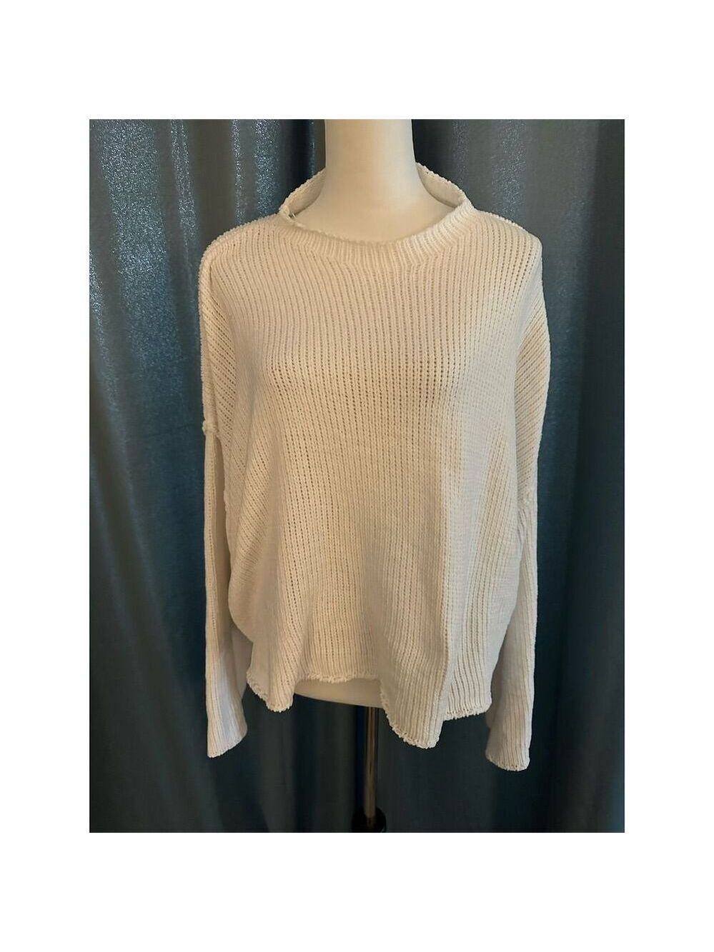First Love by Lovelyn Women's 1X Off-Cream Ribbed Knit Pullover Sweater